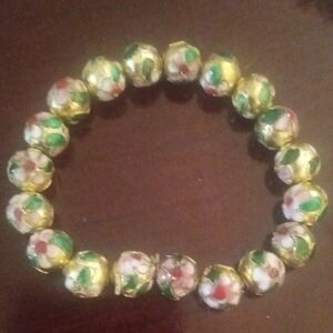 Cloisenet Gold Foil Floral Stretch Bracelet